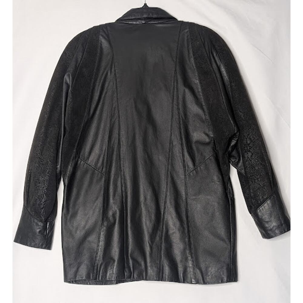 80's Vintage Leather Paisley Jacket G III-GLOBAL IDENTITY Medium Retro Goth - Picture 8 of 14